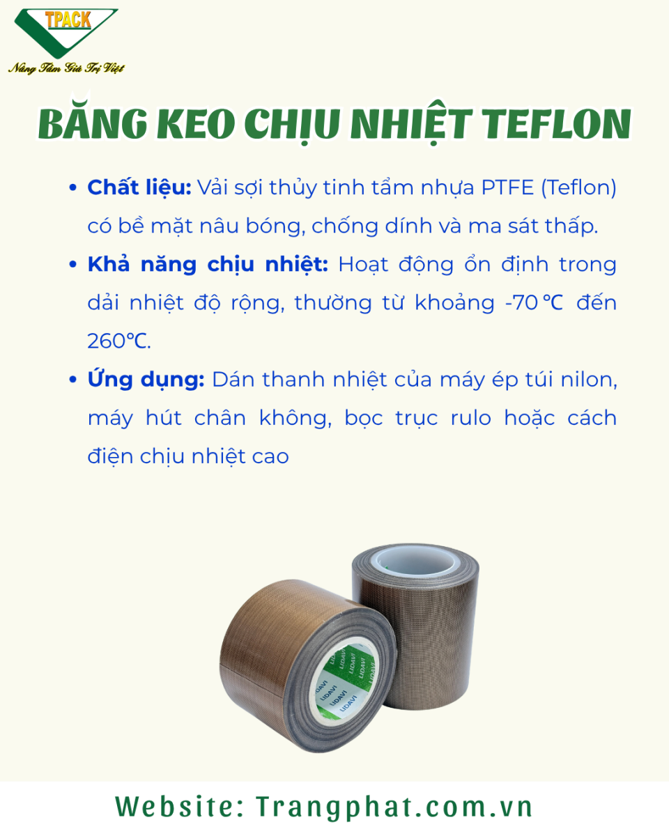 Cuộn băng keo chịu nhiệt Teflon (PTFE)