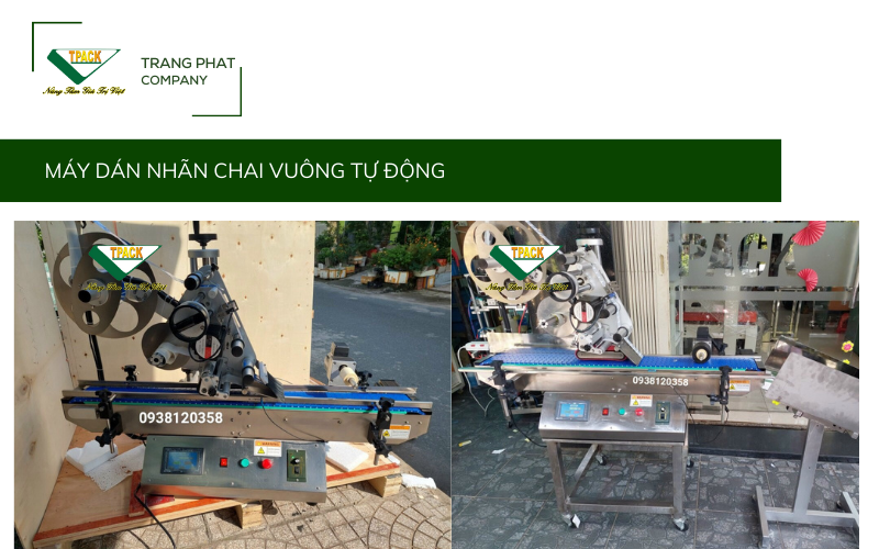 máy dán nhãn decal chai vuông tự động