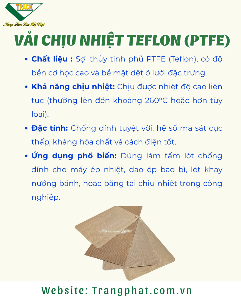 Vải Chịu Nhiệt Teflon (PTFE) 