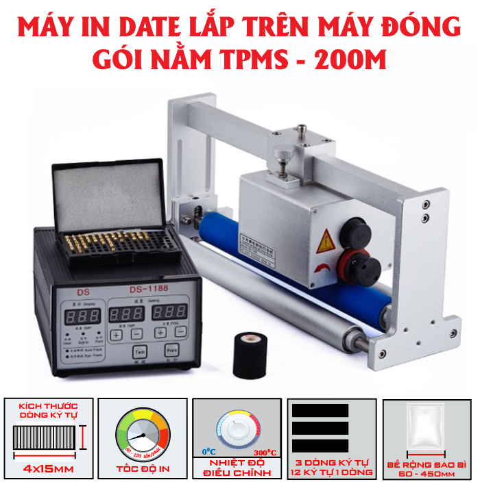 Máy in date lắp trên máy đóng gói đứng ms200
