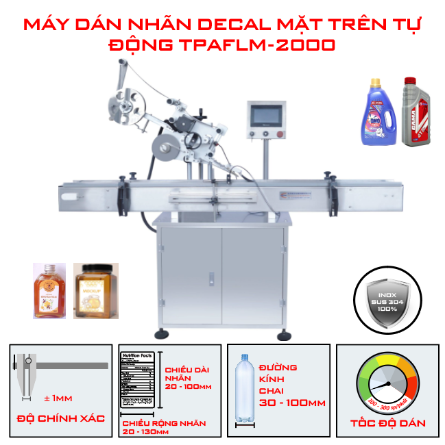 máy dán nhãn decal mặt trên tự động TPAFLM-2000
