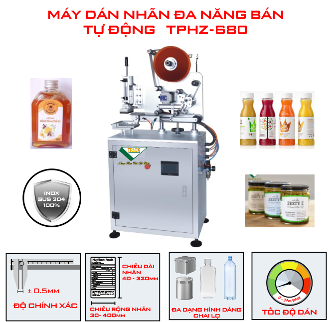 máy dán nhãn decal bán tự động đang năng