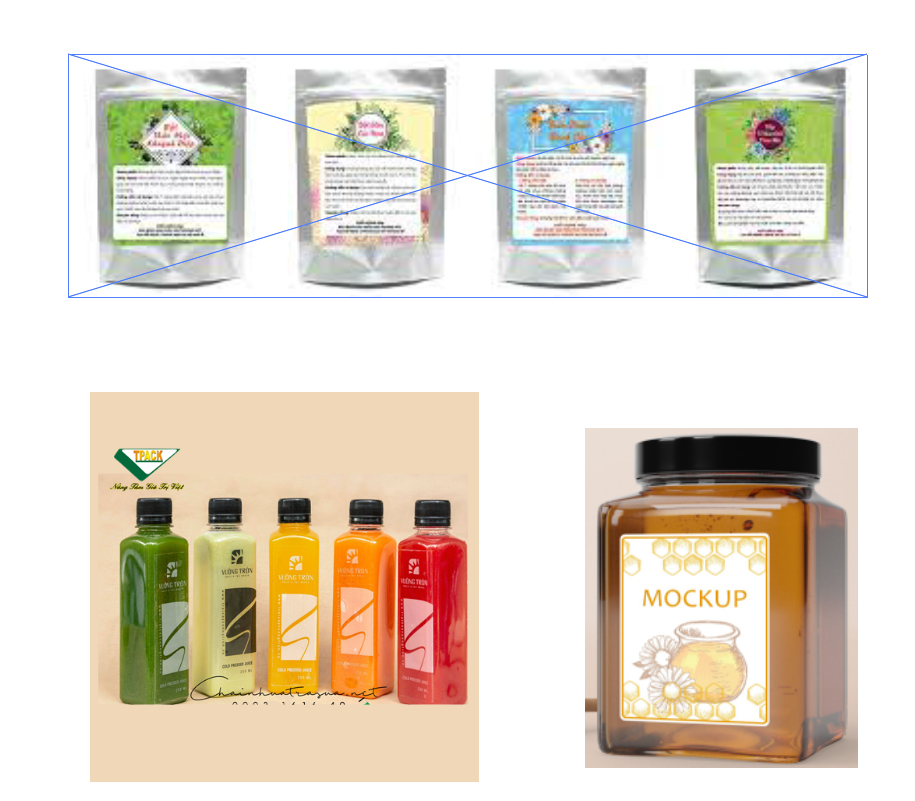 hũ vuông dán tem nhãn decal