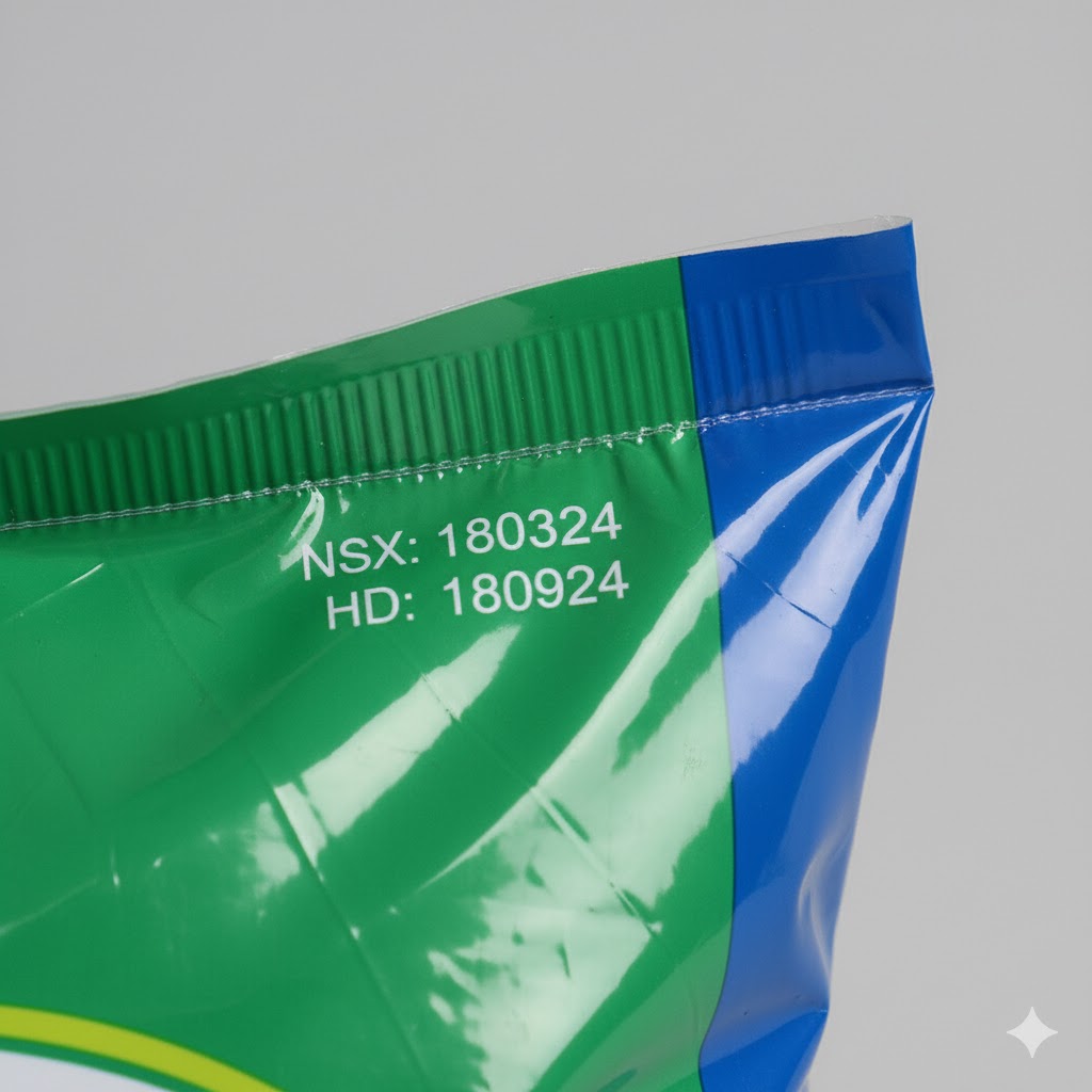 hình ảnh bao bì in date màu trang